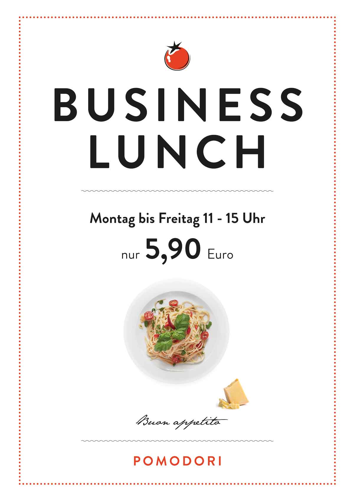 POMODORI im ALEXA am Alexanderplatz Berlin 1 Businesslunch im Pomodori Alexa am Alexanderplatz Berlin von Montag bi Freitag von 11 bis 15 Uhr